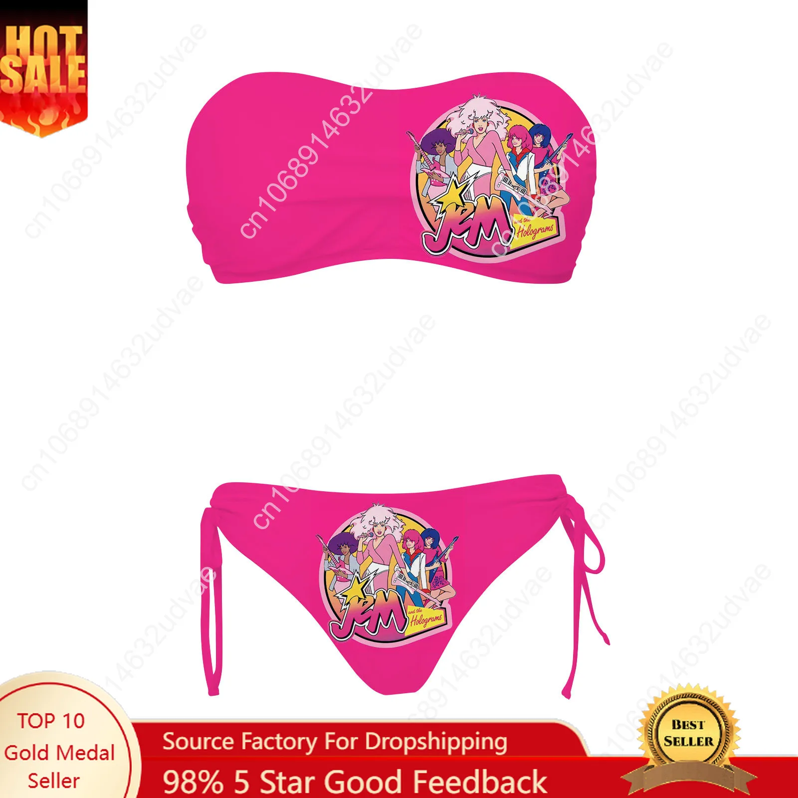 

Jem and The Holograms Swimsuit Womens Drawstring Two Piece Set Bathing Suits Personalized Swimwear Bikini Customize Beachwear