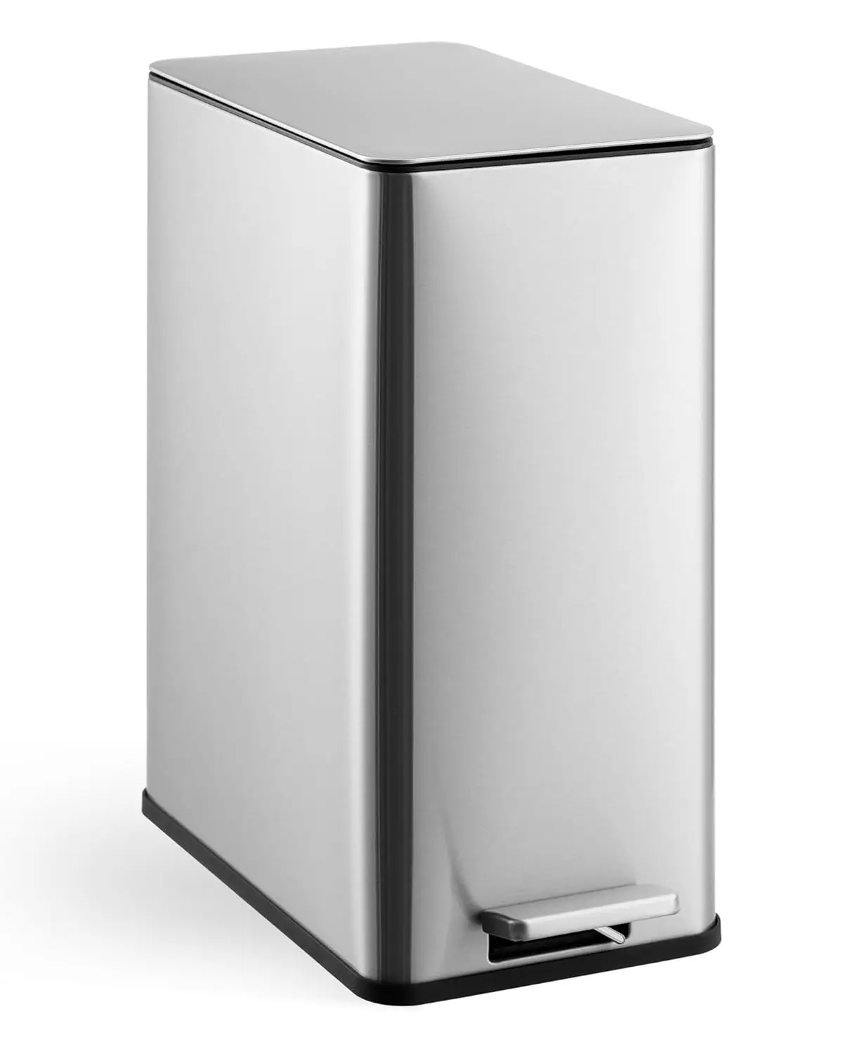 

4 Gallon Stainless Steel Trash Can with Soft Close Lid, Step-on Bathroom & Kitchen Garbage Bin, Compact Slim Design with Remo