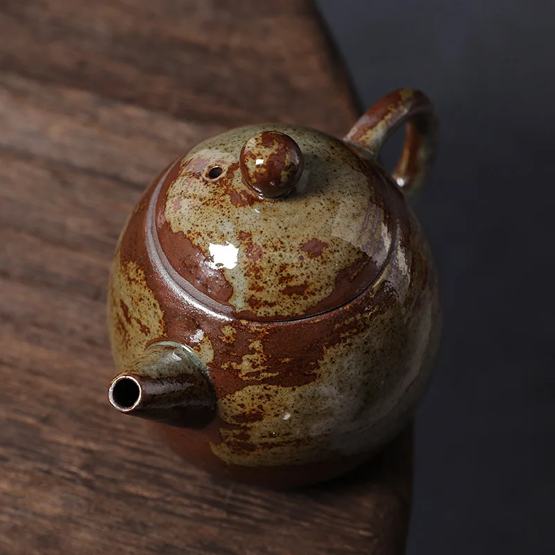 Vintage Teapot Handmade Glazed Ceramic Kung Fu Tea Set Office Teapot Chinese Retro Pottery Tea Ceremony Teaware Accessories