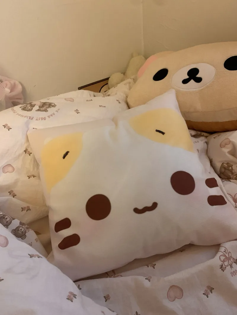 Masyumaro Fluffy Fuwa Nyanko Cat Cute Pillow Kawaii Cushion Sofa Decor Home Room Decoration