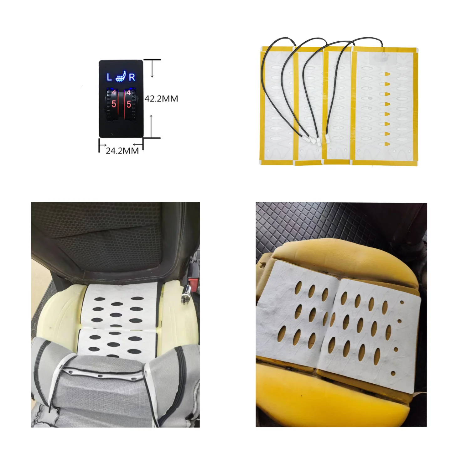 2 Seats installation  Universal Alloy wire Heated Seat Heater 12V Pads 2 Dial 5 Level Switch Winter Warmer Seat Covers