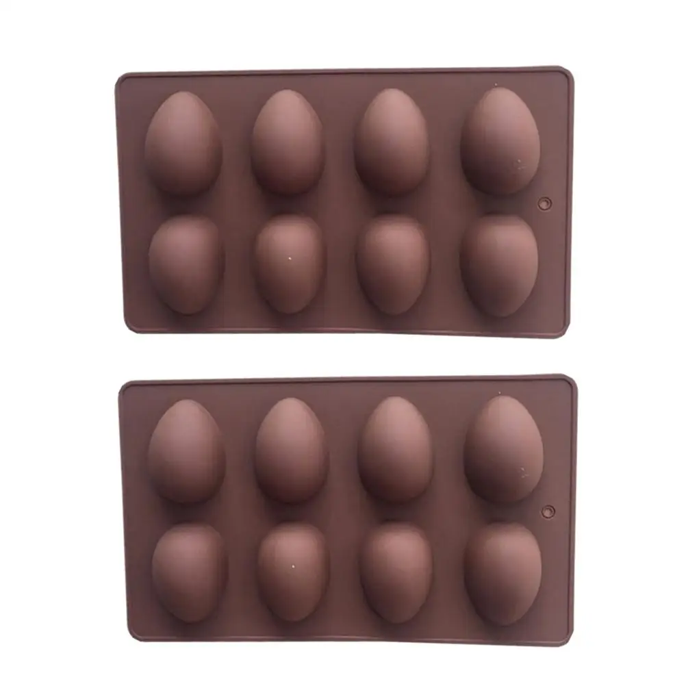

2 Pcs Non Stick Reusable Easter Egg Shaped Silicone Moulds For Baking Chocolate Cake Jelly Candy Mold Kit Tray