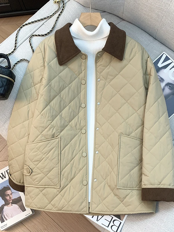 

Korean Sle Loose Winter Cotton Jaet Women's Flannel Lightweight Warm Coat Long Sve Faionable Outerwear