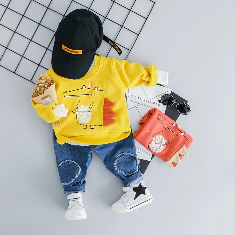 

Spring Baby Girls Boys Clothing Sets Cartoon Infant Clothes Toddler Kids Outfits Children Casual T Shirt Jeans 2 Pieces Suit