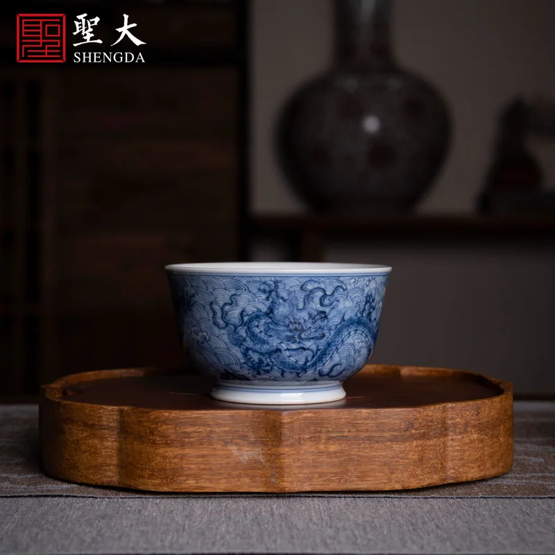 |sample tea cup tea set manually fangming jingdezhen blue and white longteng maintain jump sea master cup tea cups