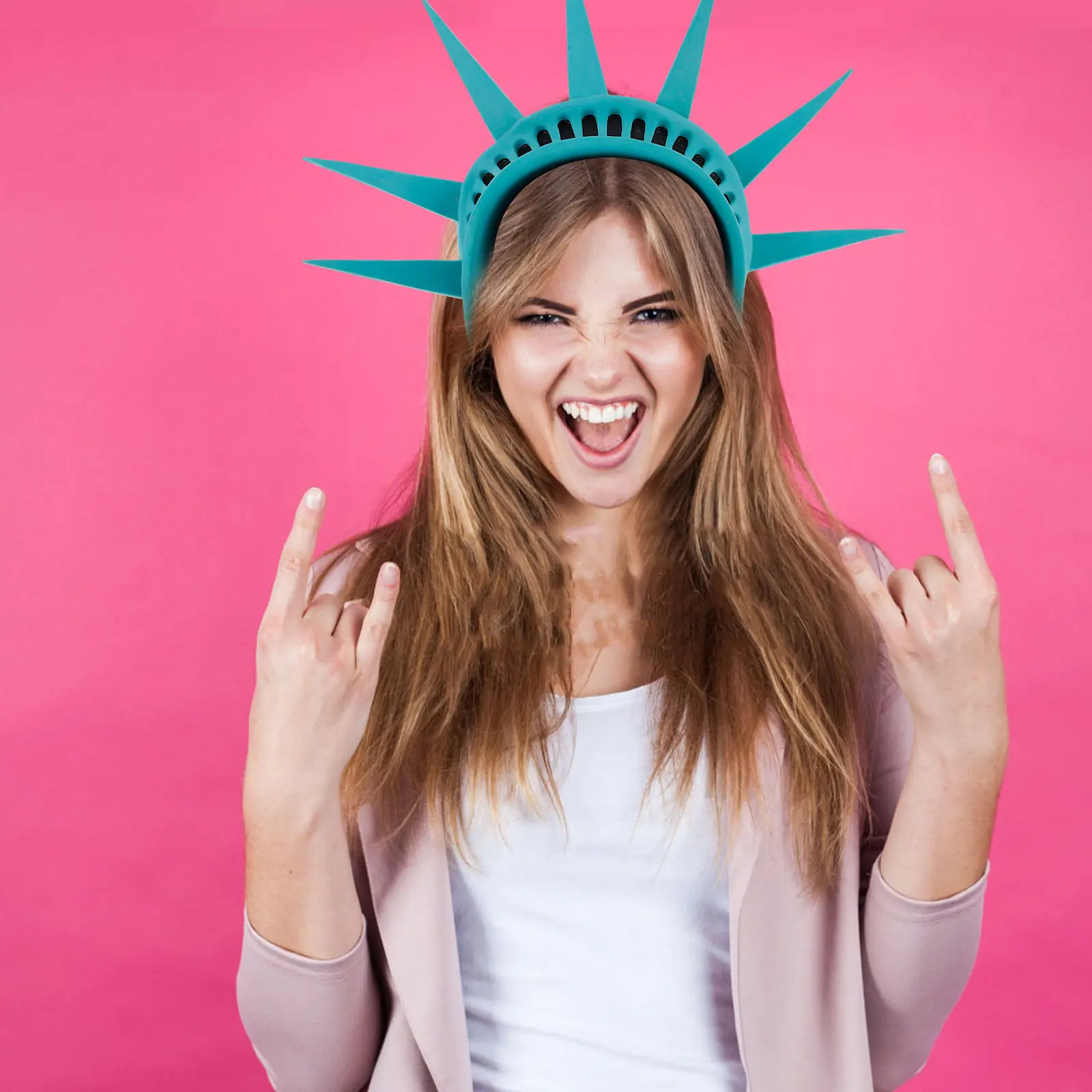

Statue of Liberty Headband and Torch Set Patriotic Costume Accessory for Halloween Party Independence Day Celebration Adult