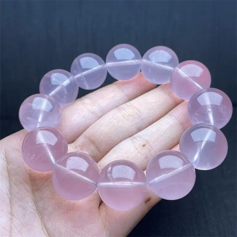 18MM Natural Starlight Rose Quartz Bracelet Crystal Reiki Healing Stone Fashion Jewelry Gifting Gift For Women 1PCS