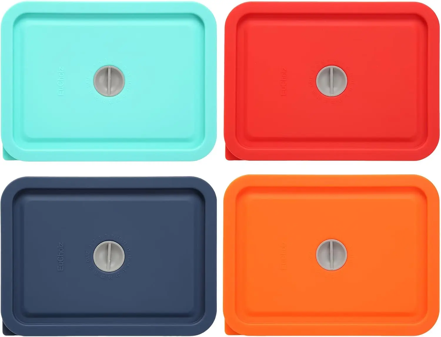 

Replacement Lids for 7210-PC 3 Cup Rectan le, Silicone Stora e Cover Lid for lass Bowl 4 Pack with Date Mark