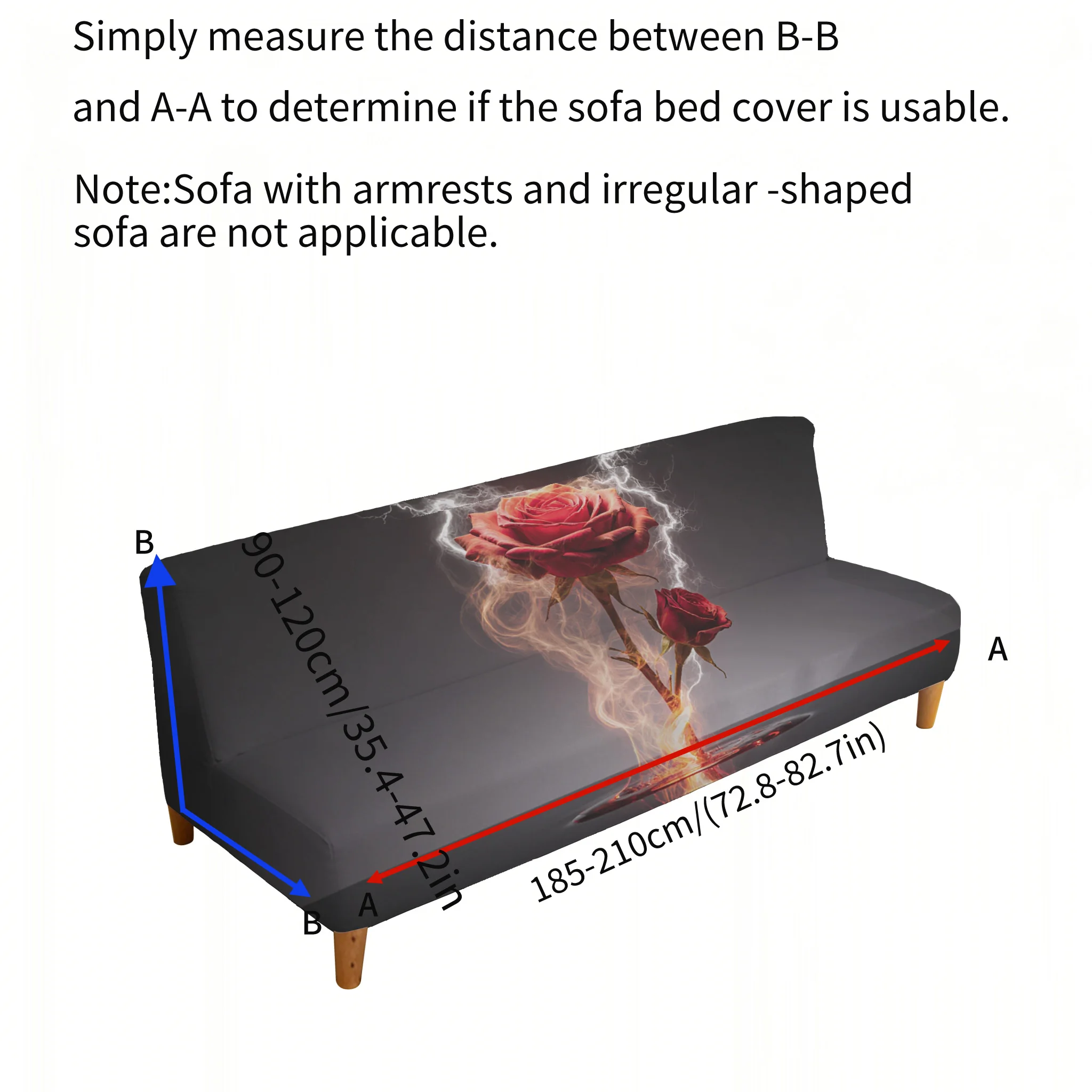 Flame rose sofa cover, non-slip and anti-grab furniture protective cover, suitable for a variety of home styles