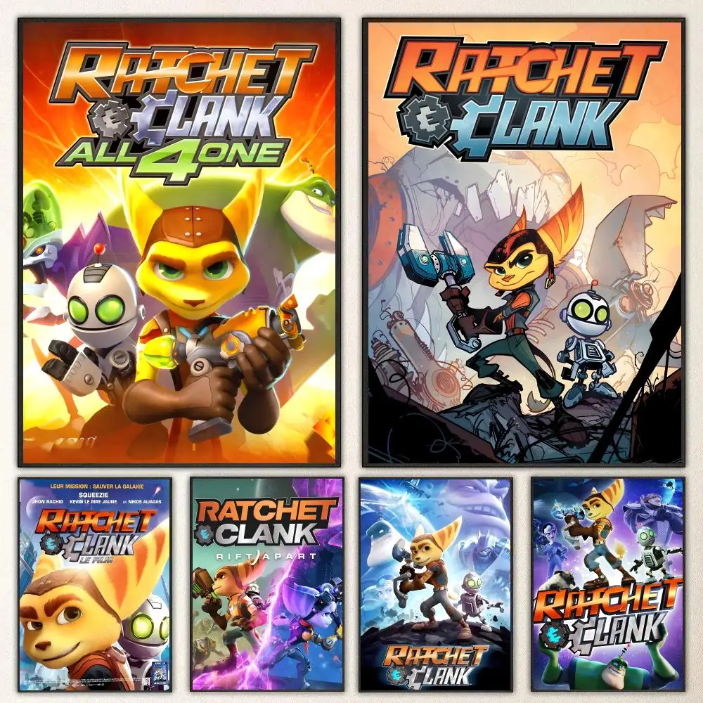 Game Ratchet & Clank Poster Self-adhesive Art Waterproof Paper Sticker Coffee House Bar Room Wall Decor