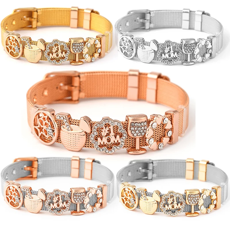 10mm Venta caliente pulsera de joyería de perlas de madre DIY pulsera de hebilla de malla de acero inoxidable Pulseras Mujer joyería de madre de Mujer