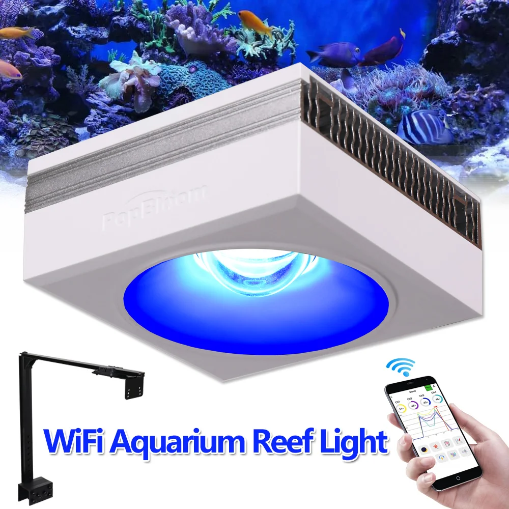 PopBloom-RL90 Marine Aquarium LED Light 100W,  WiFi Aquarium Lamp for 50-70CM Saltwater Reef Corals SPS Fish Tank, With Mount