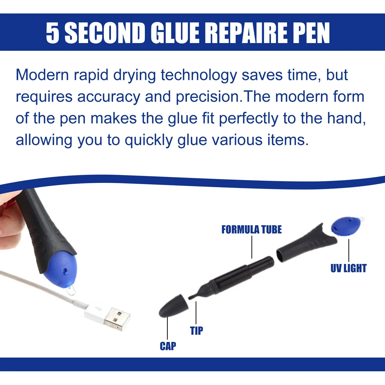 5 Second UV Repair Glue Pen Multifunctional Welding Compound Quick Fix Plastic Ceramic Cable Adhesive Uv Light Repair Tool Pen