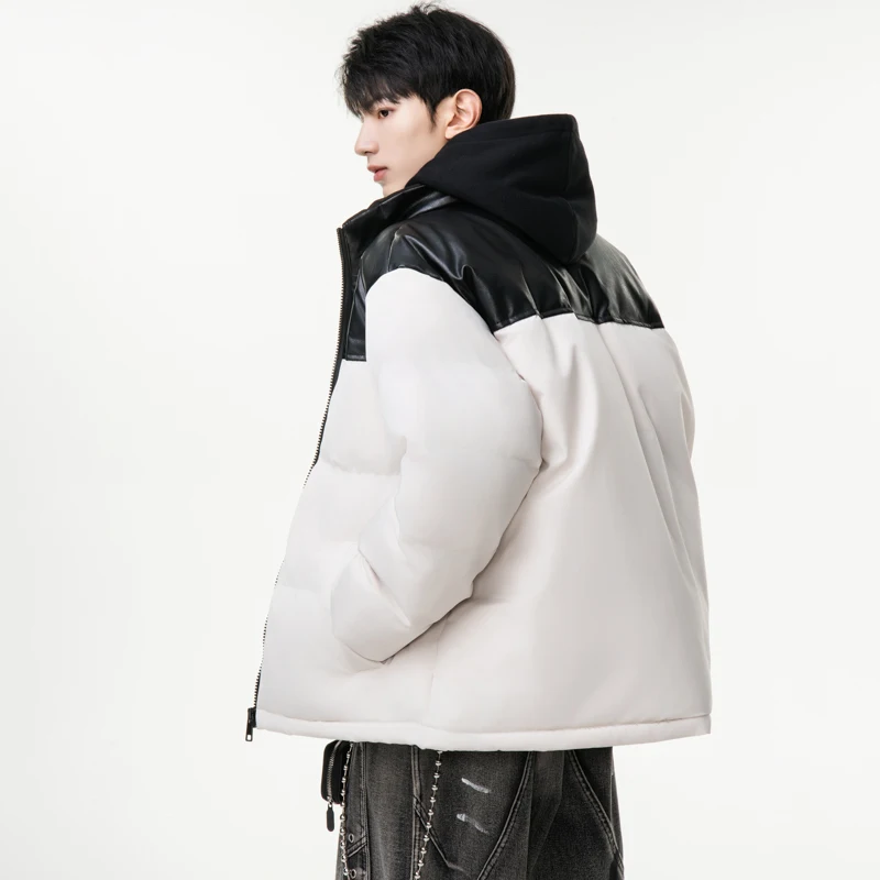 Jaket Berlapis Katun Pria Tren Pakaian Merek Fashion Pria Jaket Puffer Baru Pria Musim Gugur Musim Dingin Kerah Berdiri Parka Tahan Angin