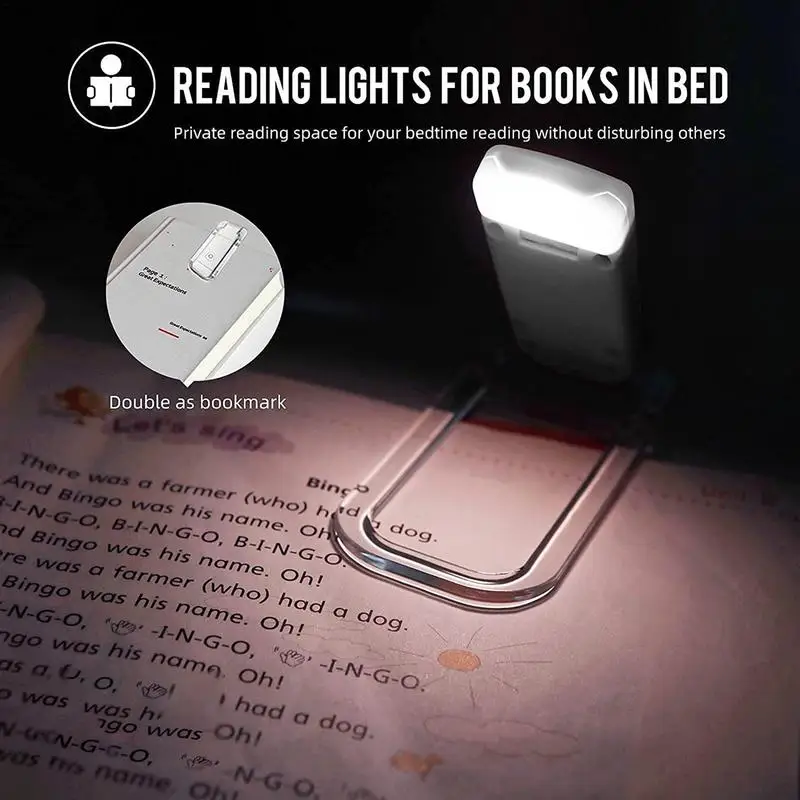 USB Rechargeable Book Reading Light Flexible Book Light Blue Light Blocking Eye Care Lamp 3 Brightness Adjustable Clip On LED