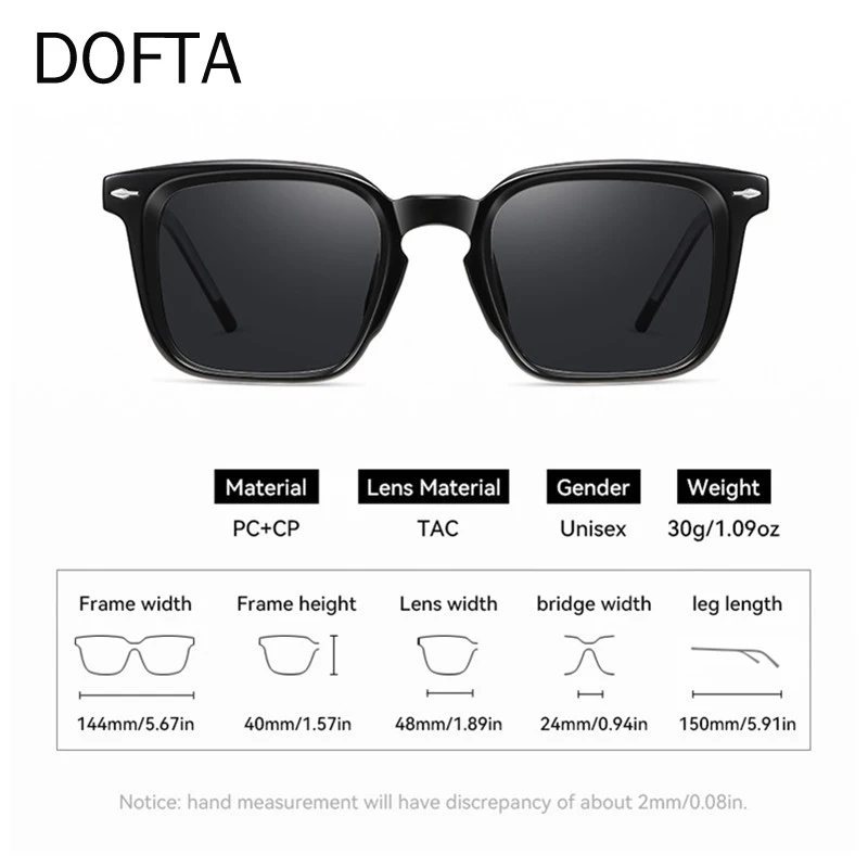 DOFTA Polarized Sunglasses Men Rectangle Sun Glasses For Women UV Protection Ladies Shades 18306