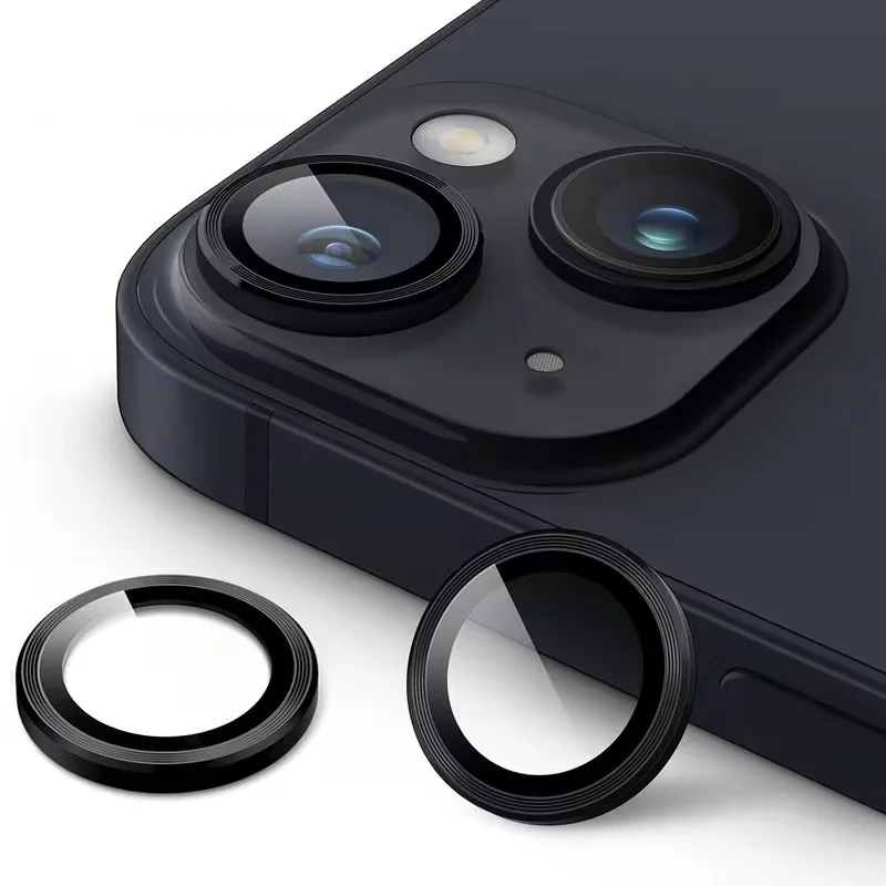 Protetor de Lente de Câmera em Vidro Temperado Preto e Prata, 1 Conjunto para iPhone 17 Pro Air 15 16 Plus, Película de Lente para Mini 12 13 14 16e