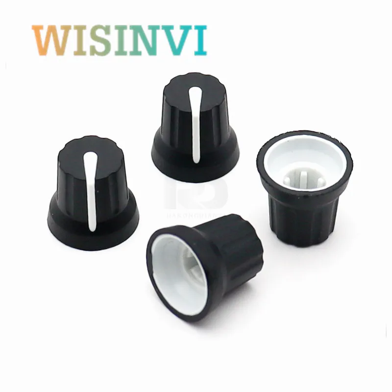 10PCS Rubber Adjustment Knob Diameter 16mm Height 14.5mm Rubber Knob Cap 180 Degree D-Shaped / Flower Axis Inner Hole 6mm