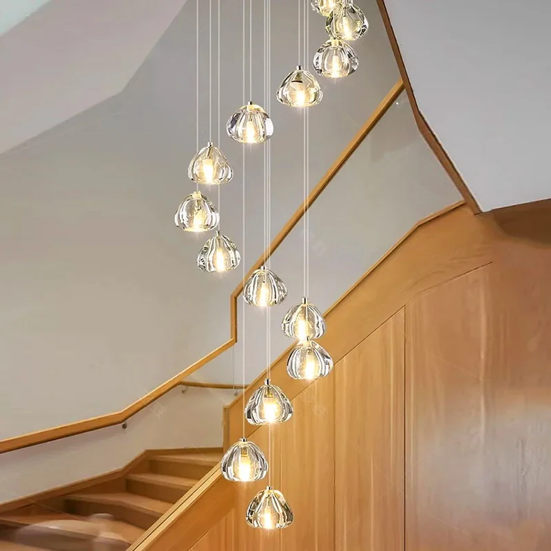 Imagem -05 - Modern Crystal Chandelier For Home Decoration Stair Pendant Lamp Living Room Pendant Lights Iluminação Interior