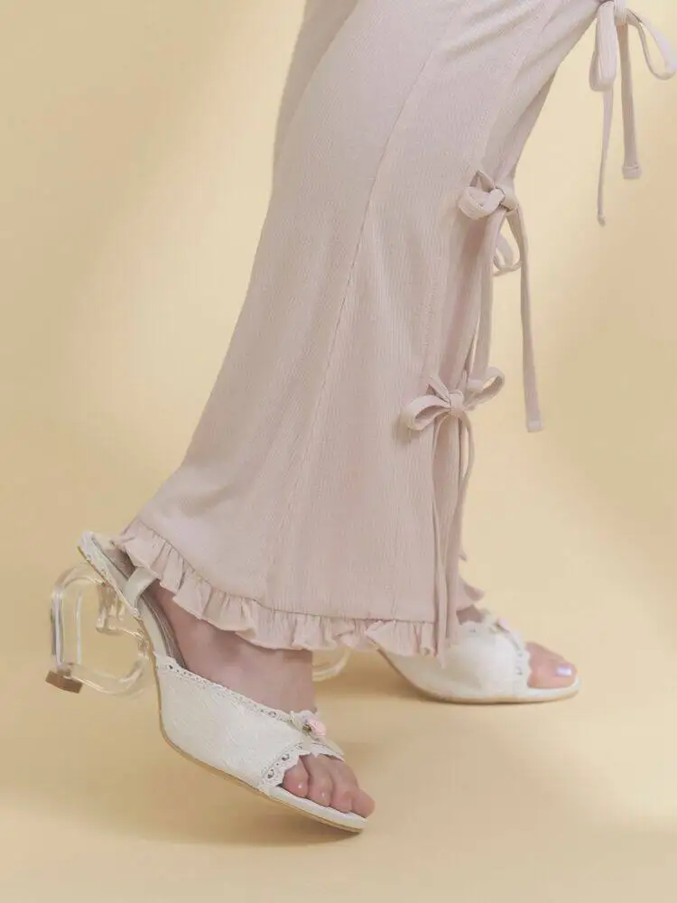 Summer Sweet Love High Heel Sandals Women's Retro French Rococo Rose Love Crystal Heel High Heel Japanese Sandals Shoes Female