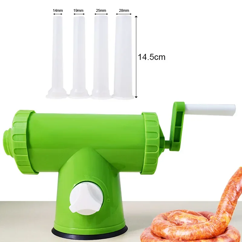 Manual Sausage Stuffer 2lbs Sausage Maker Plastic Meat Filler Sausage Filling Tool Stuffer Funnel 14/19/25/58mm Tubes