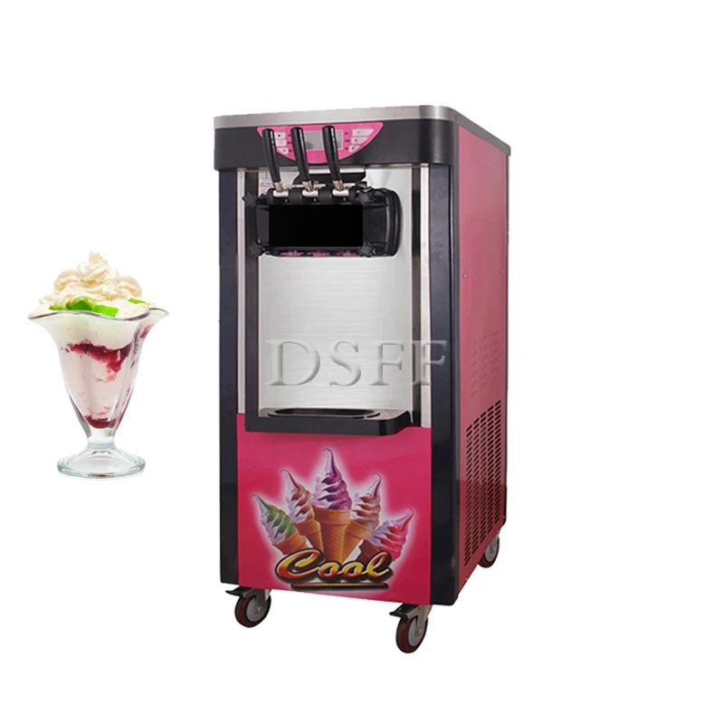 

New Commercial Vertical Ice Cream Machine Fully Automatic Stainless Steel Three Flavor Sundae Machine