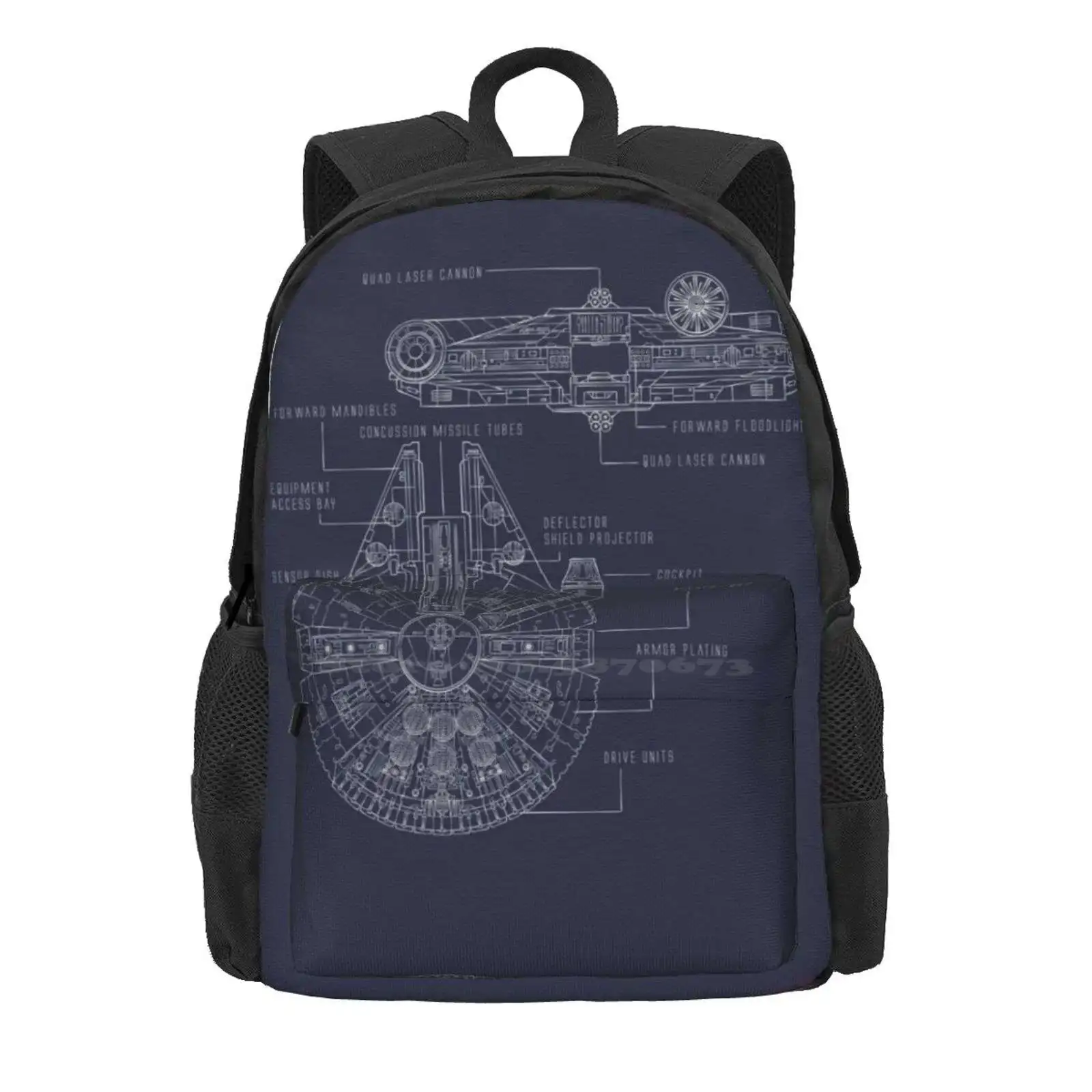 Ship Schematics Hot Sale Schoolbag Backpack Fashion Bags Schematics Rocket Space Ship Galaxy Solo Lightsaber Millennium Falcon