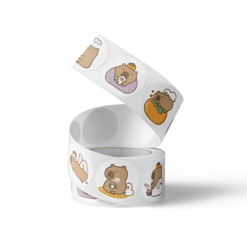 LUSQI 500Pcs/Roll Waterproof Capybara Stickers Adorable Cartoon Stickers For Notebooks Scrapbooks And Phone Cases