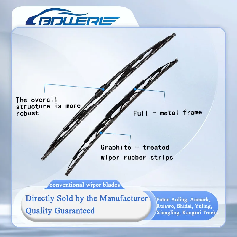 

Conventional Wiper Blades for Foton Aoling, Aumark, Ruiawo, Shidai, Yuling, Xiangling, Kangrui Trucks 1B15852500013