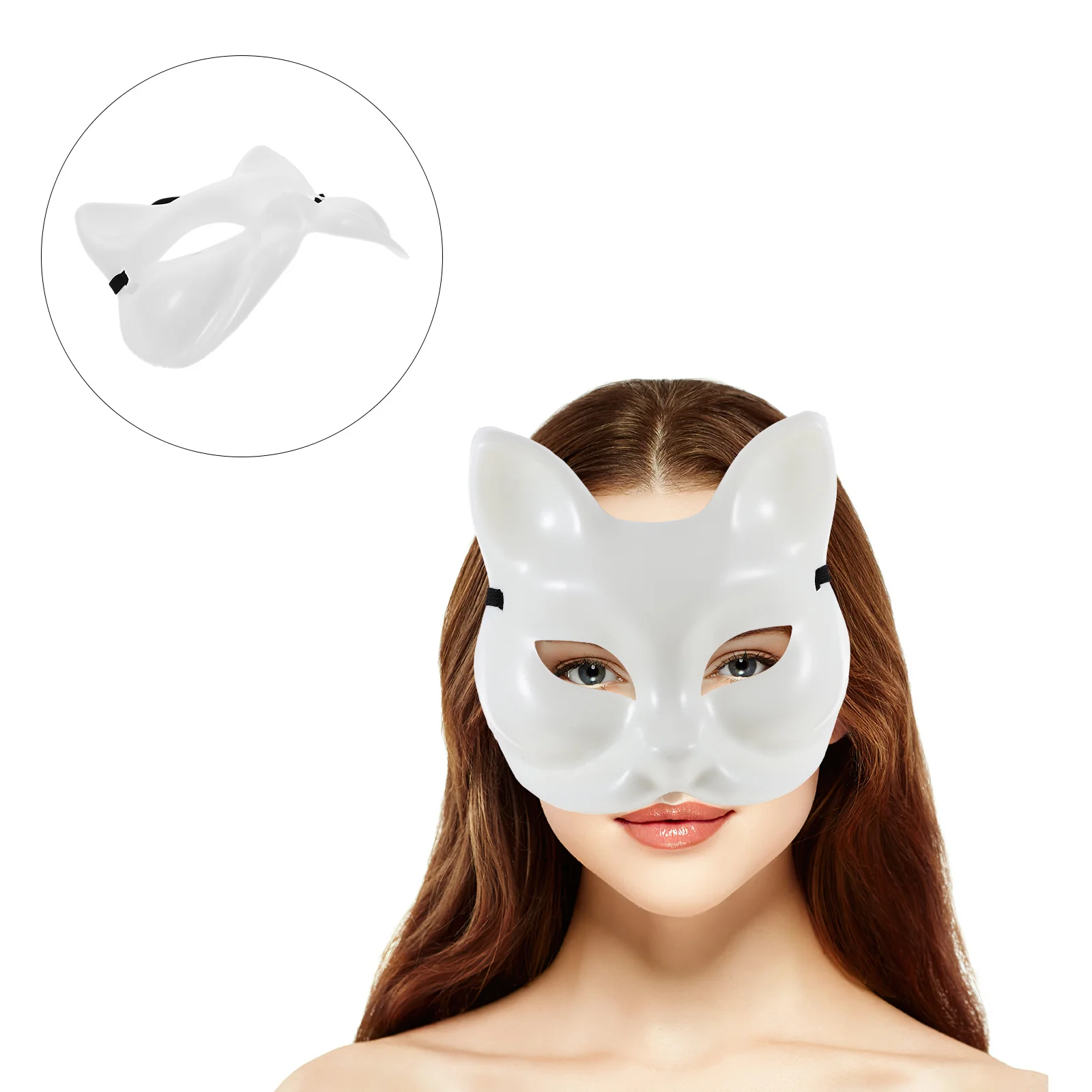 

4Pcs DIY Fox Mask Blank White Mask for Painting Craft Art Project Masquerade Party Halloween Cosplay Prop Accessory