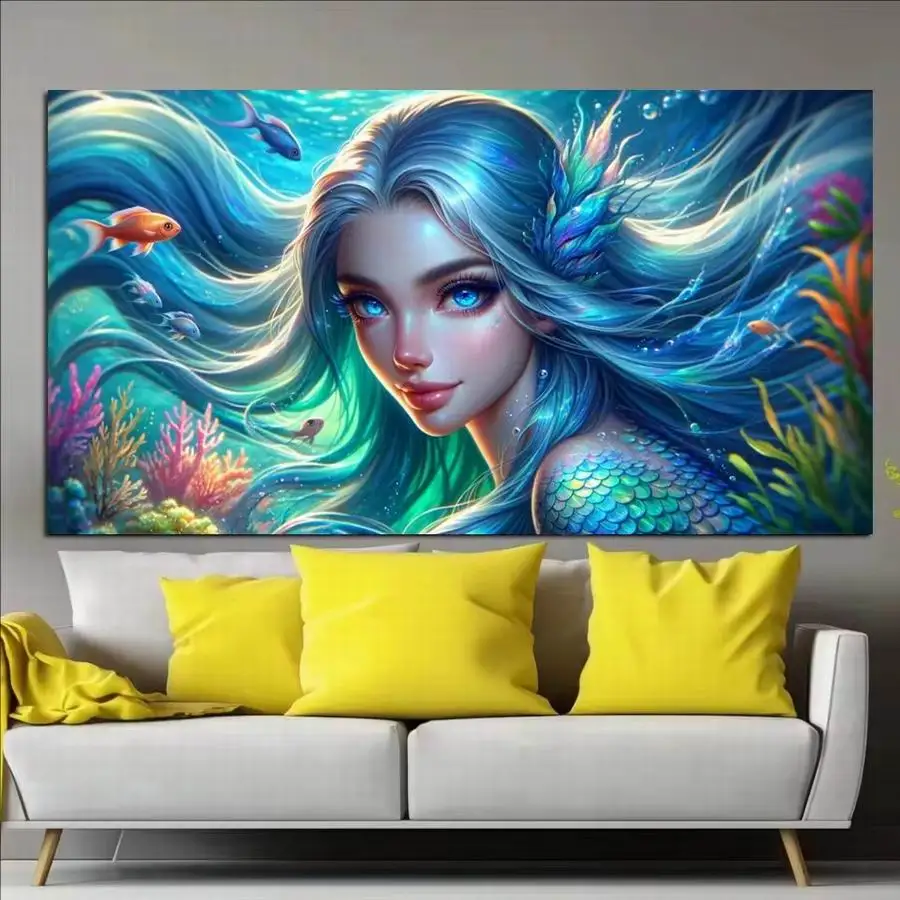 Diy Diamond Painting Large Size Fairy Tale Mermaid Full Rhinestone Drill Cartoon Mosaic Embroidery Picture Jewelry Cross Stitch