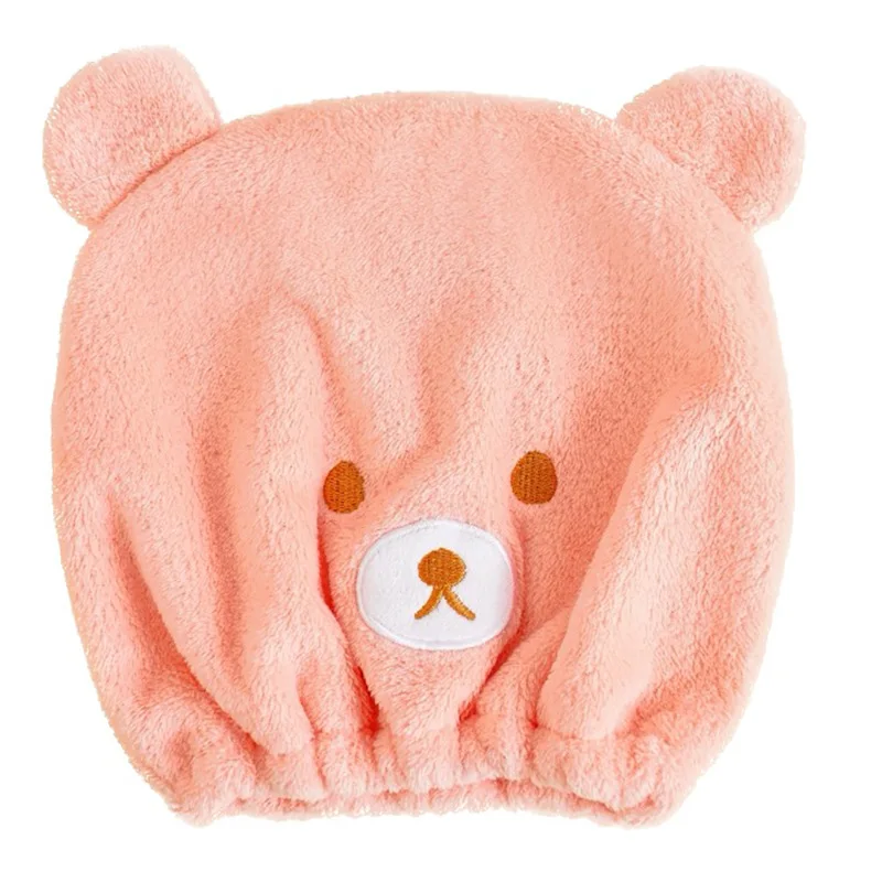 1pcs Cartoon Cute Bear Shower Cap Microfiber Hair Turban Quickly Dry Hair Hat Wrapped Towel Bathing Shower Cap Bathroom Cap
