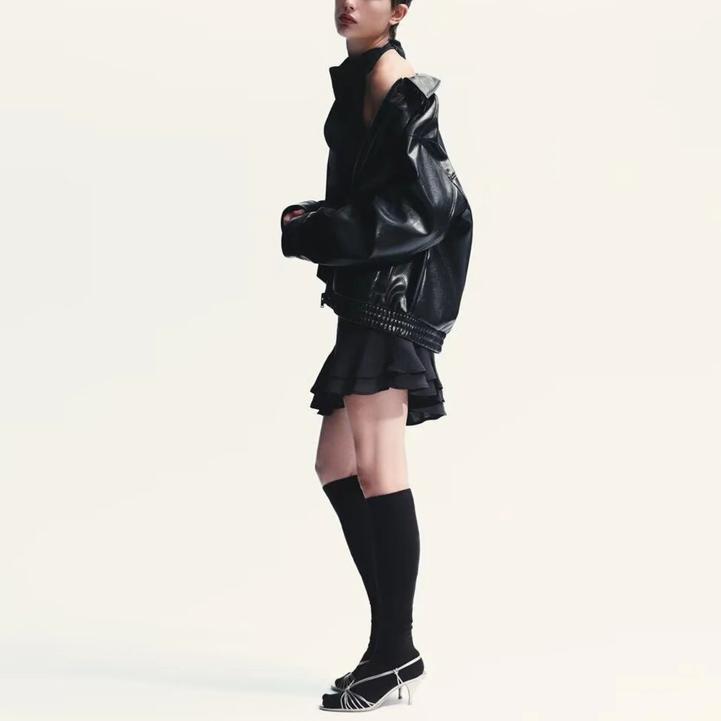 Z Cappotto da donna Faion Pilot Jaet Simulazione in pelle Colletto lungo con chiusura a cerniera Pendolarismo Sle Autunno Nuovo A...
