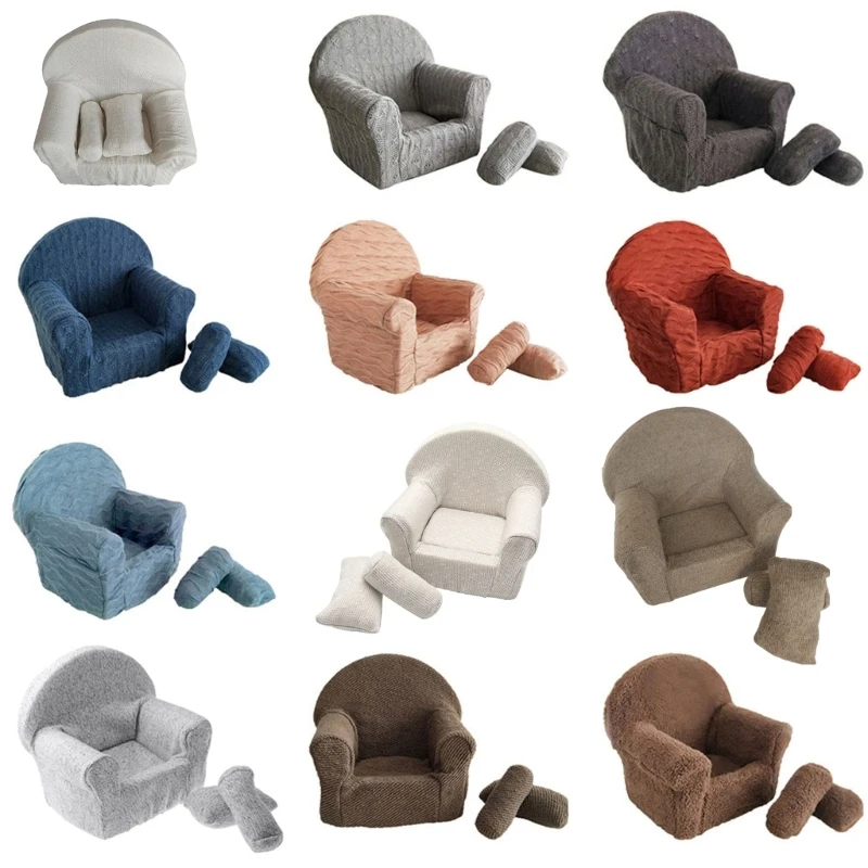 

Pack of 3 Baby Photography Photo Props Knitting Wool Newborn Photo Sofa for Seat Mini Posing Cushion Photo for Bab