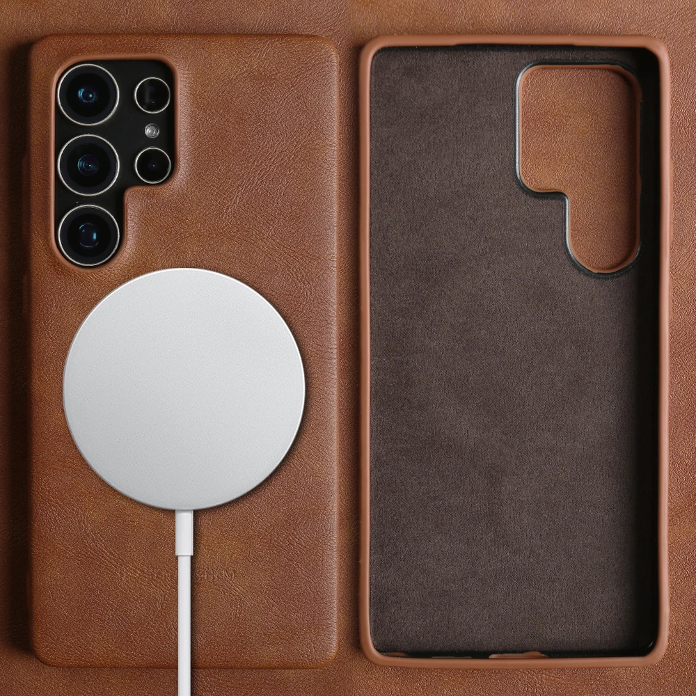 

For Magsafe Wireless Charging Magnetic Leather Case for Samsung Galaxy S26 Plus S25 Edge S24 S23 Ultra S22 S21 FE S20 Back Cover