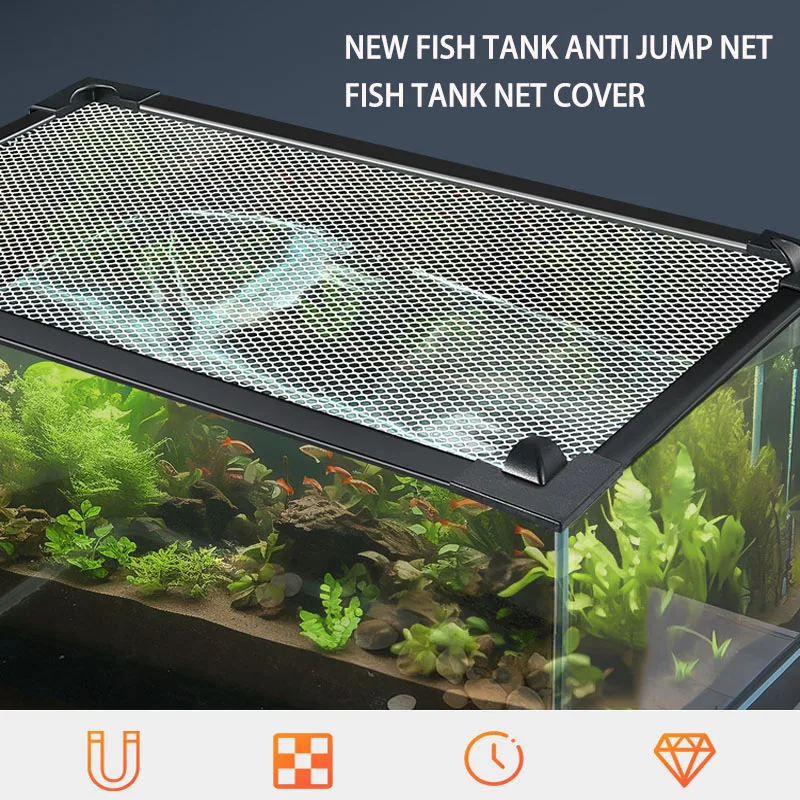 Fish tank anti jump net invisible anti jump net magnetic suction sea tank anti escape cover net cover fixed anti jump net