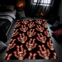 Velvet Carpet with Fun Skull Pattern in Dark Colors, Perfect for the Festive Atmosphere of Living Rooms, Bedrooms, Parties, and Halloween, Suitable for Autumn and Winter Seasons 5
