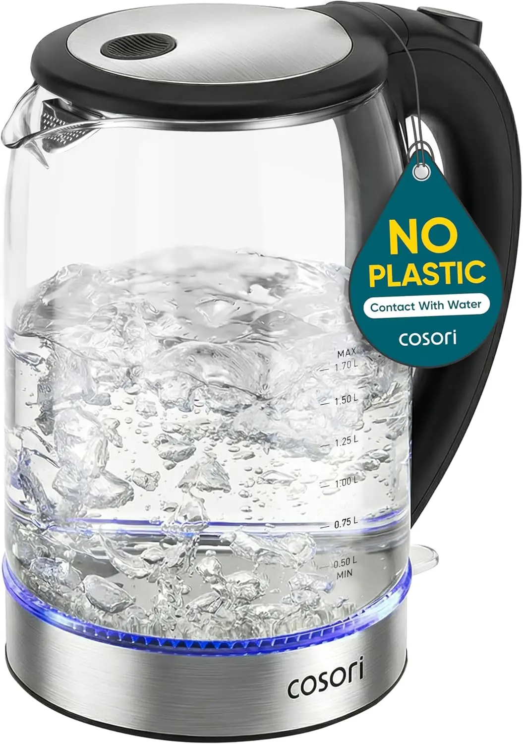

Electric Kettle with Glass Body, Auto Shut-Off, 1.7L Capacity for Easy Cleaning and Safe Boiling