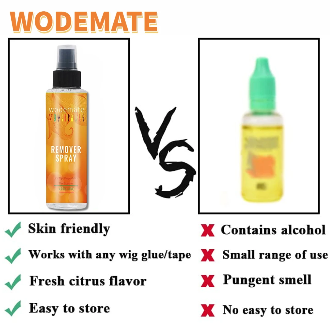 WODEMATE 6pcs/Lot Wig Glue Remover Spray Tape in Removes Hair Glue Fast Acting Hair Extensions Remover Spray for Toupee Frontal