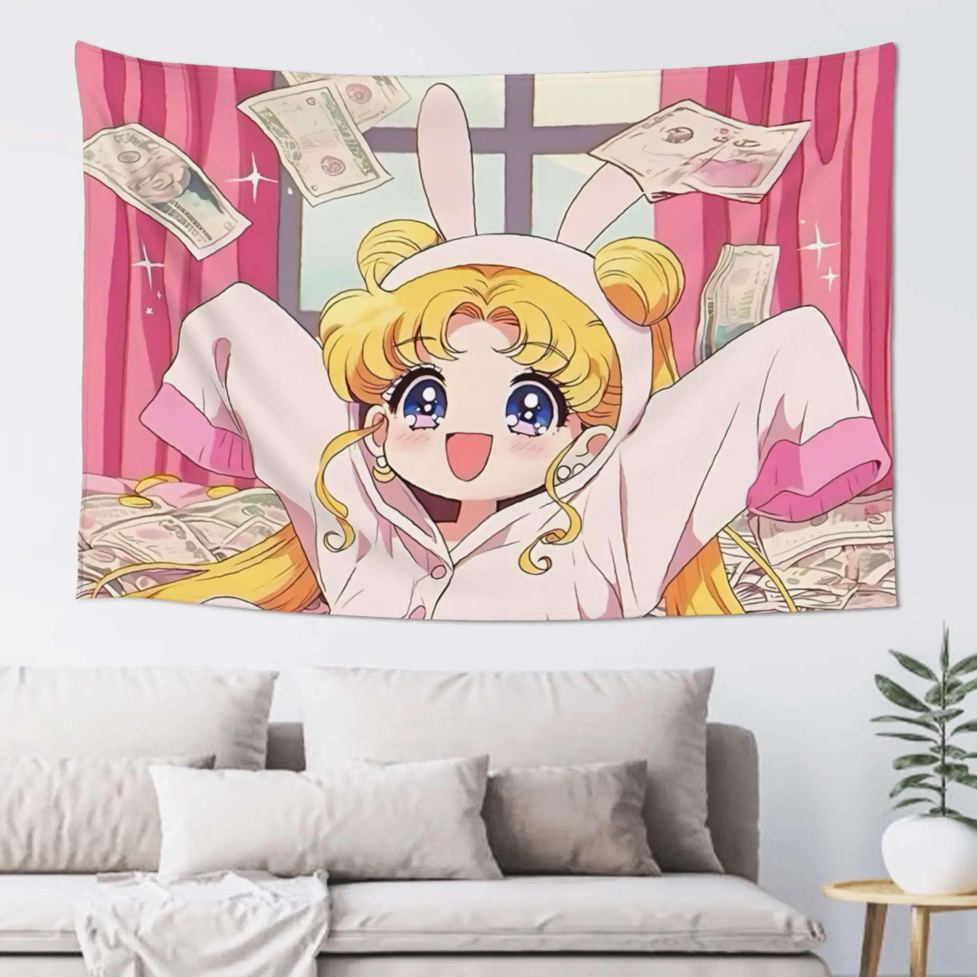 Customized Sailor Moons Cutecore Tapestry  Wall Hanging Blanket Tapestry Home Decor Items Wall Decorations