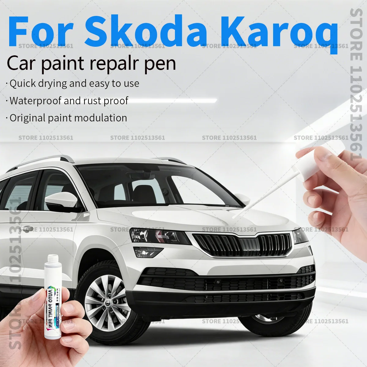 

Ручка-корректор для ремонта лакокрасочного покрытия автомобиля, аксессуары для устранения царапин, черный, белый, оранжевый, серебристый, синий, красный, зеленый, серый цвета, для Skoda Karoq 2017-2025 NU