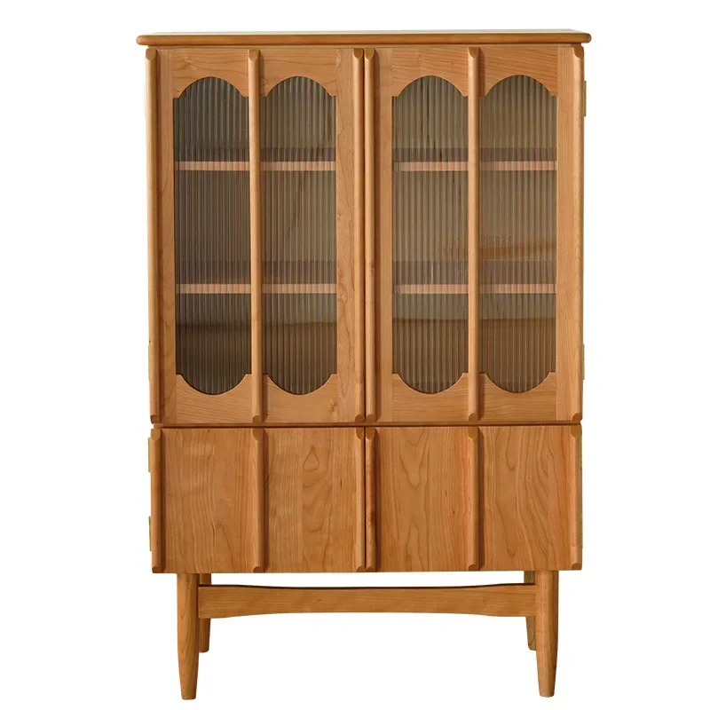 Retro Chinese furniture, cherry wood storage porch Nordic Japanese solid wood dining side cabinet