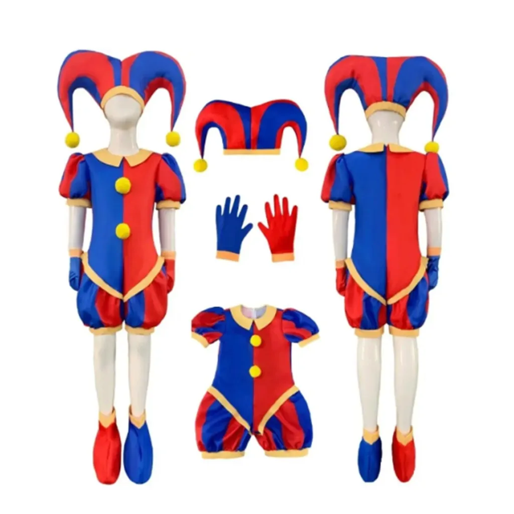 

Pomni Cosplay Costume Anime The Amazing Digital Circus Bodysuit for Kids Adult Clown Halloween Christmas Party Funny Outfits