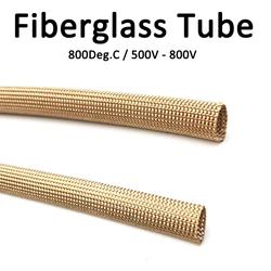 800Deg.C 800V Fiberglass Tube ID 1 ~ 20mm HTG Cable Sleeve Alkali Free Fiber Glass Braided Insulation Hose Against Electric