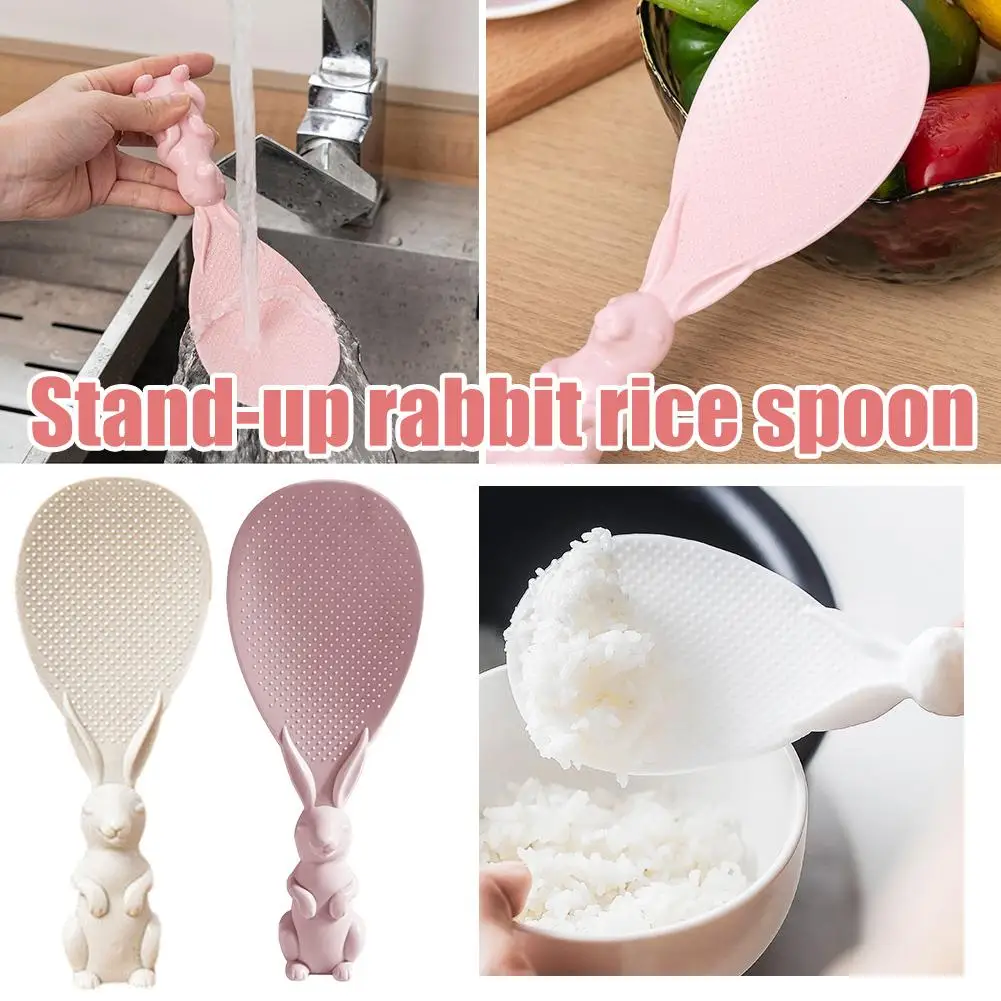 Home Non-stick Rice Paddle Rice Scoop Cute Bunny Standing Rice Shovel Utensils Kitchen Rabbit Spoon Food Service D2O8