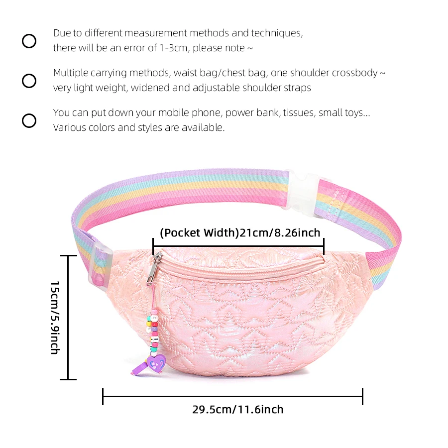 Full Series Kid 'S Cadeau Heuptassen Goedkope 3d Geborduurde Fanny Packs Macaron-Kleurige Kettingen ~ Verstelbare Verdikte Schouderband