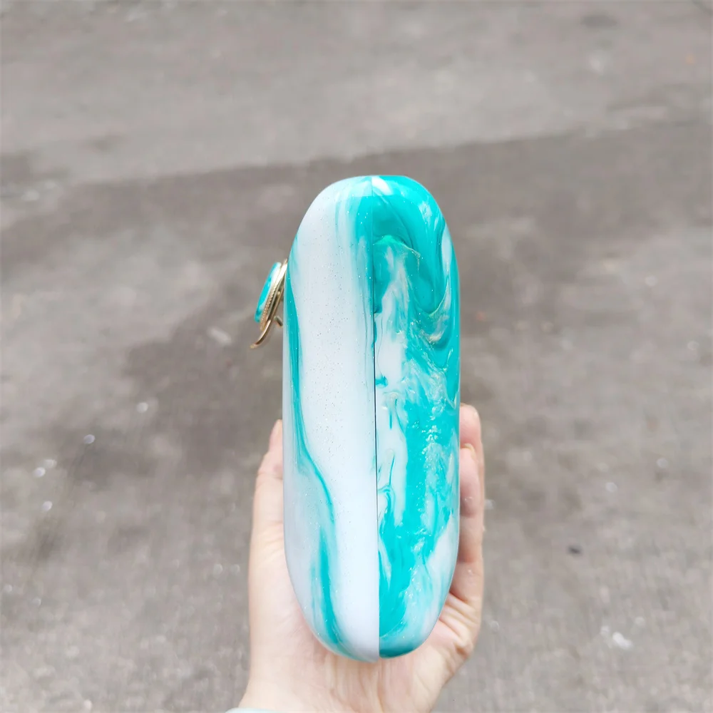 Irregular Green Glitter Handmade Women Acrylic Box Evening Clutch Bags Chic Elegant Shoulder Messenger Totes Purses And Handbag