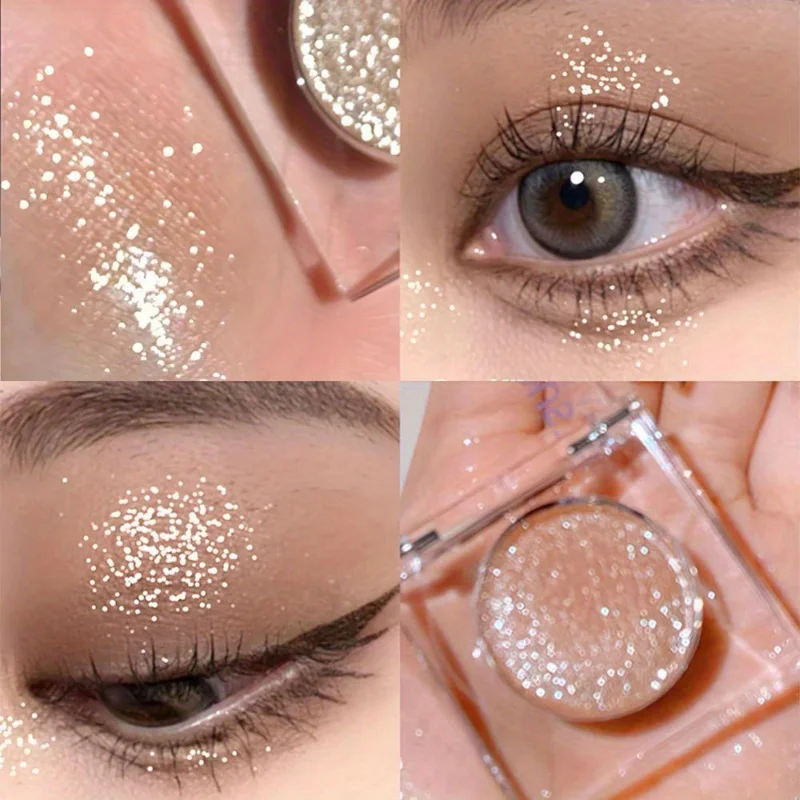 Shimmer Eyeshadow Palette Pearly Glitter Monochrome Eyeshadow Highlighter Brown Brightening Eye Makeup Shiny Makeup Cosmetics