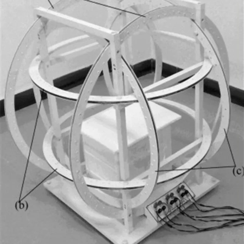 Experimental device of geomagnetic compensation system for automatically controlled magnetic field Helmholtz coil