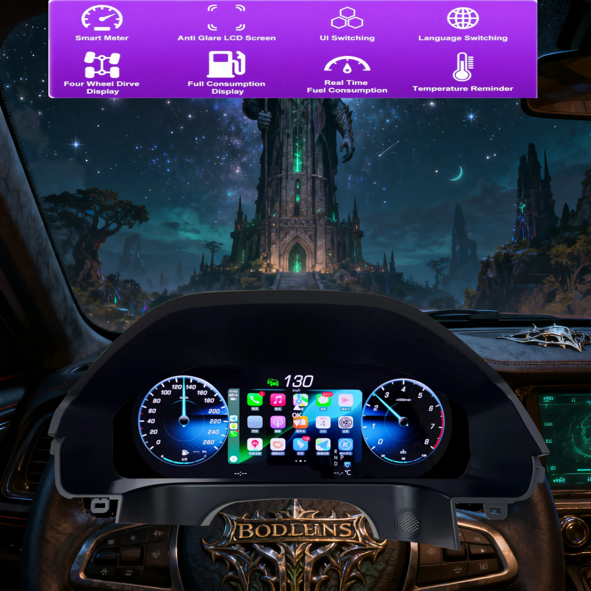 

12,3-дюймовый ЖК-дисплей приборной панели Carplay для Mercedes Benz E-Class W212 2010-2013-2015, автомобильный цифровой приборной панели, панель кабины